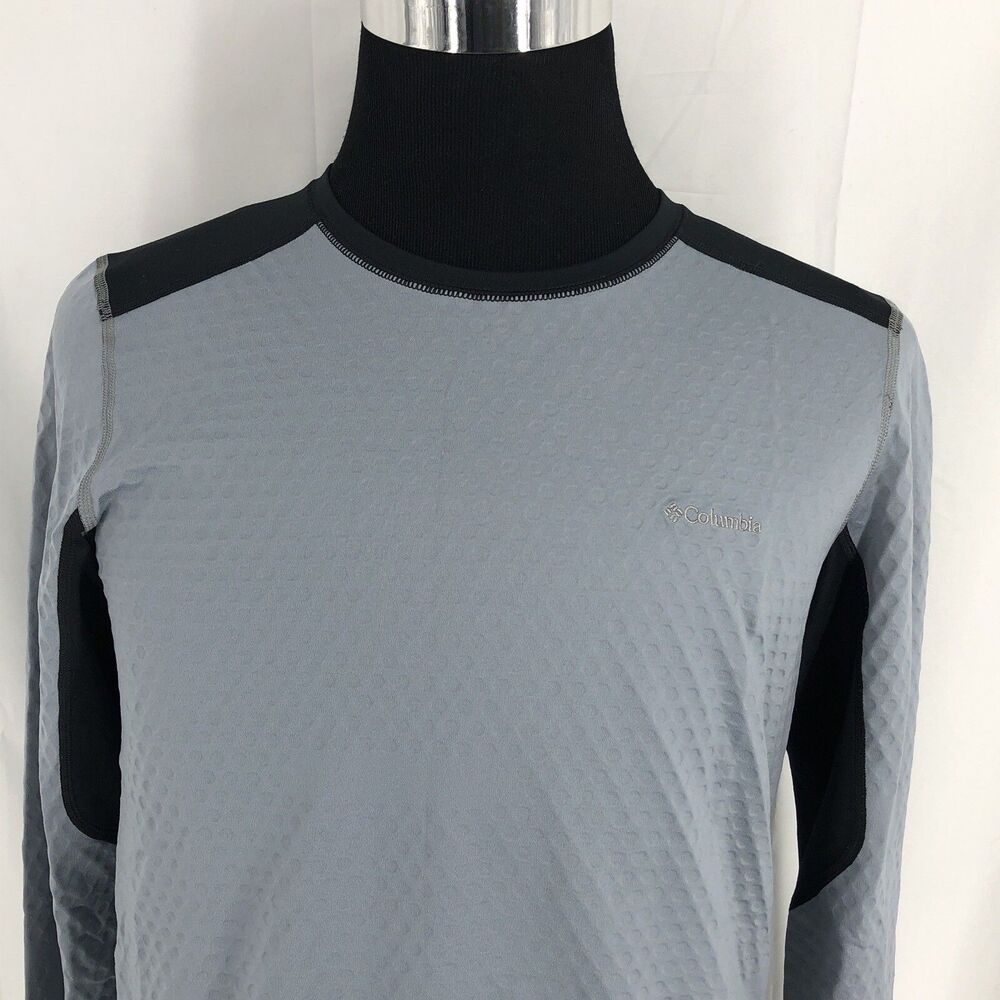 Columbia Gray Octagon Stop Sign Textured Long Sleeve Shirt Sample NWOT Medium